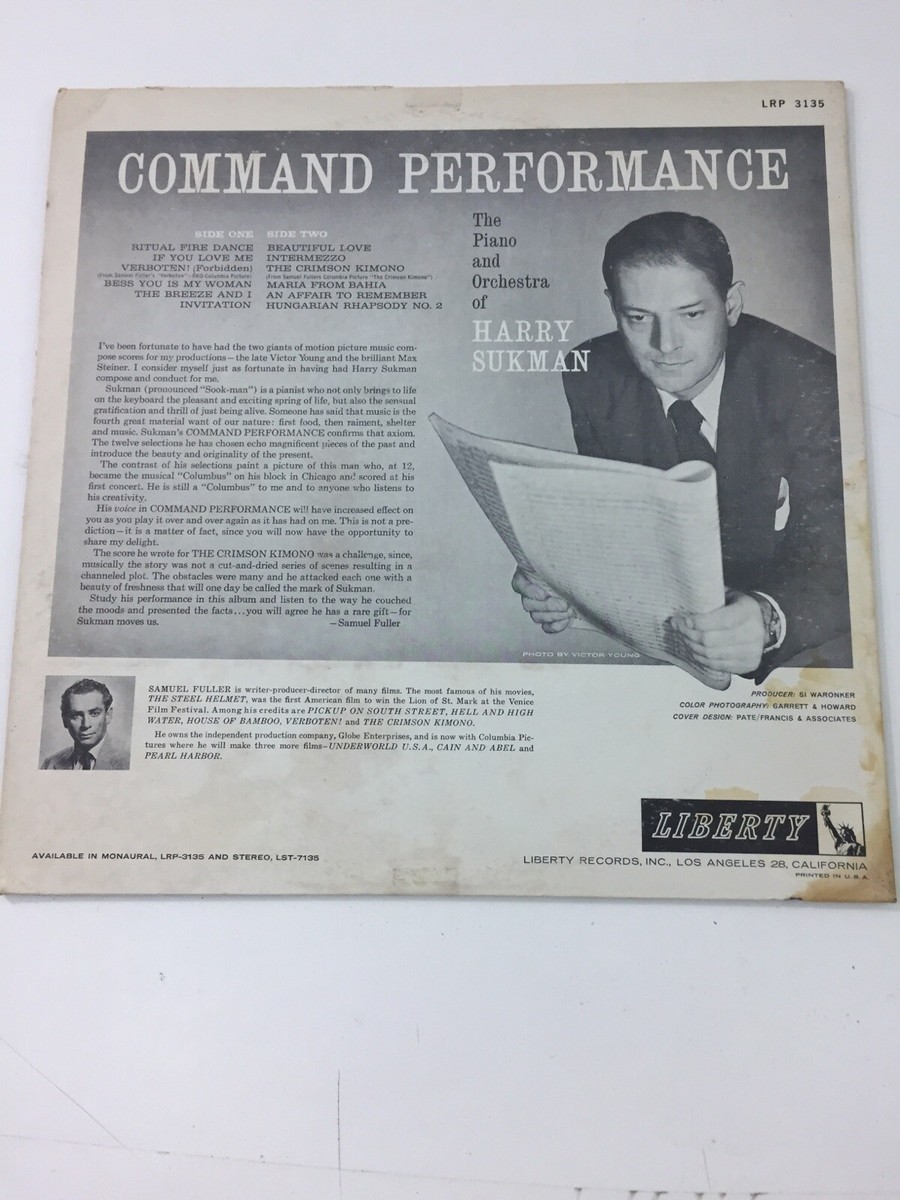 Harry Sukman - Command Performance : Piano Orchestra (Vinyl Record