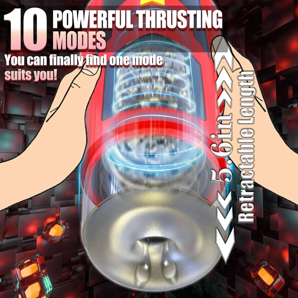 Masturbadores masculinos automáticos manos libres taza giratoria empuje acariciador hombres juguete sexual Foto 2 de 4