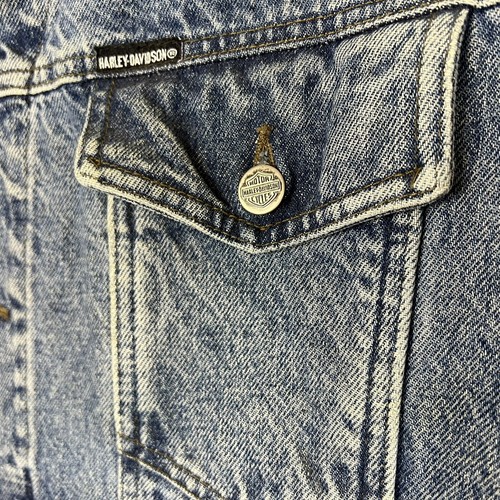Harley Davidson Motorcycle Biker Blues Vintage Jean Embroidered Denim Vest 2XL - Picture 3 of 11