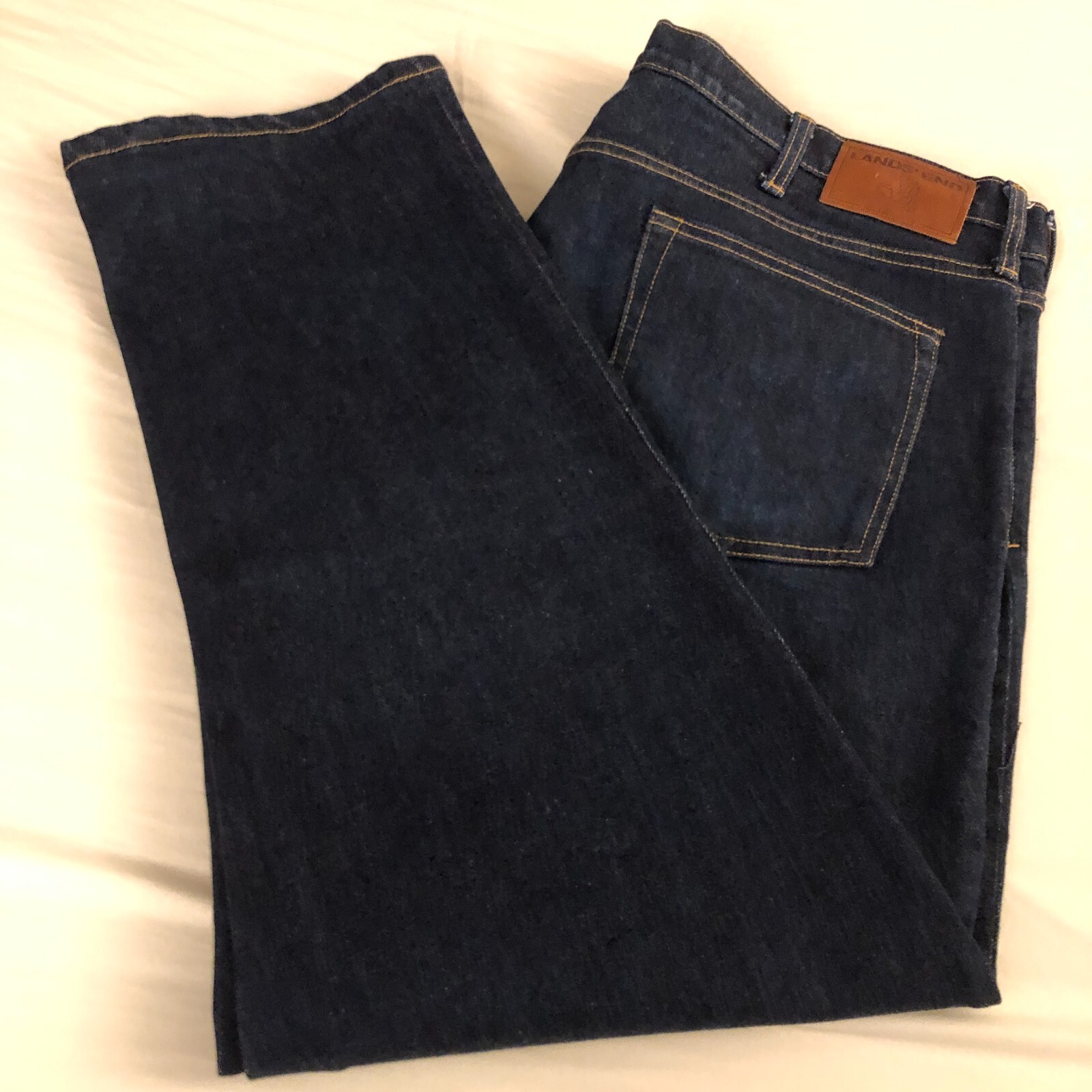 Lands End Mens Jeans Size 40 Square Rigger Cotton Stretch Dark Blue