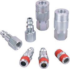 Air Coupler and Plug Kit, 1/4 Inch NPT Air Fittings Industrial Type, 7 Piece Air
