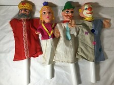 Vintage - Set of 4 - Mr. Rogers Hand Puppets w/Sticks - FREE SHIPPING 