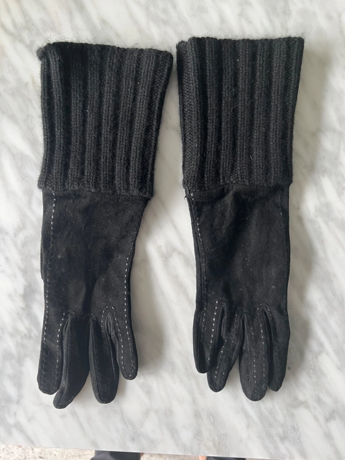 Cristian Dior par JOHN GALLIANO daim long noir avec gants cachemire vintage