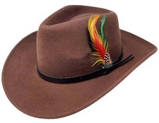 Wide Brim Cowboy 100 Crush-able Wool Felt Outback Wool Fedora Hat