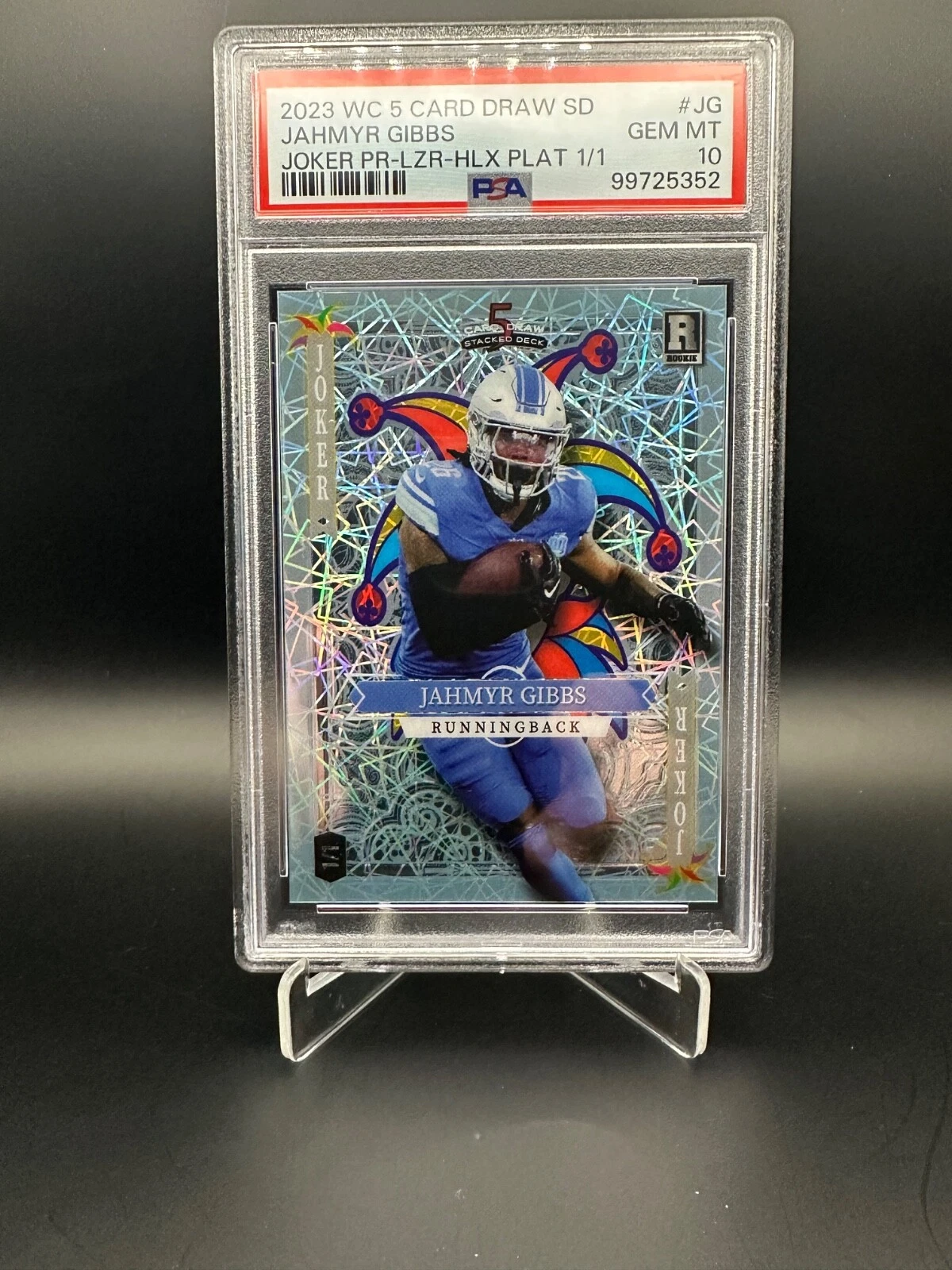 Jahmyr Gibbs Wild Card 5 Card Draw Stacked Deck Joker Promo #JG Prism Foil-Black 1/1