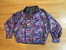 Vogue Woman's Reversible Black Purple Blue Gold Sparkle Jacket Size L