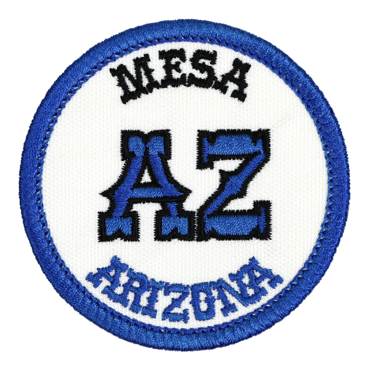 Mesa Arizona Embroidered Patch Ivory/Royal Blue Iron-On Sew-On Jacket Backpack