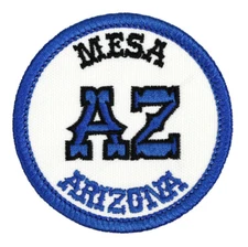 Mesa Arizona Embroidered Patch Ivory/Royal Blue Iron-On Sew-On Jacket Backpack