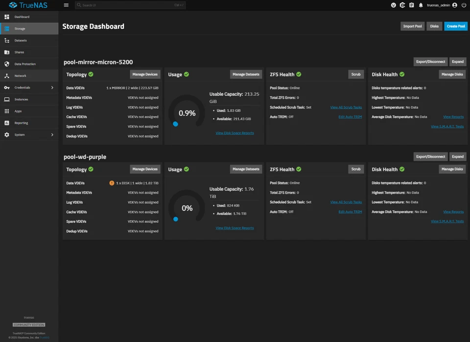 TrueNAS Scale App & File Server - Intel i5 - 8GB RAM - 2x 240GB SSD - 1x 2TB HDD - Image 4 of 4