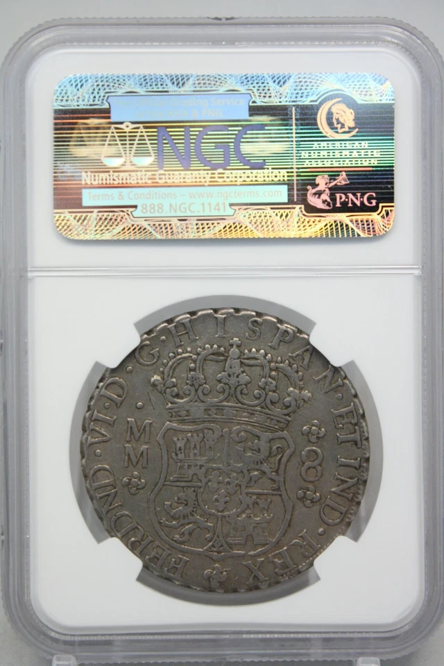 1759 MO MM MEXICO Silver 8Reals KM-104.2 NGC XF40 #7001 - Image 3 of 4