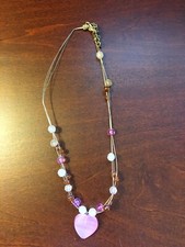 little girls pink heart necklace