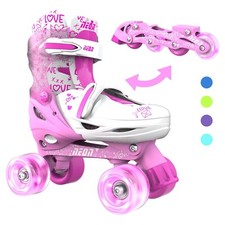 NEW  Neon Combo 2 In 1 Light Up Skates Size 3-6 PINK Inline / Quad Combo