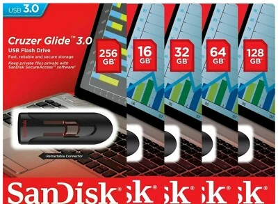 SanDisk Cruzer Glide USB 3.0 16GB 32GB 64GB 128GB 256GB SD CZ600 Flash Drive LOT