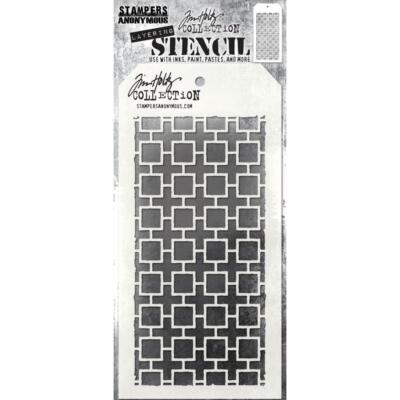 Stampers Anonymous - Tim Holtz Layering Stencil - Linked Square, THS157