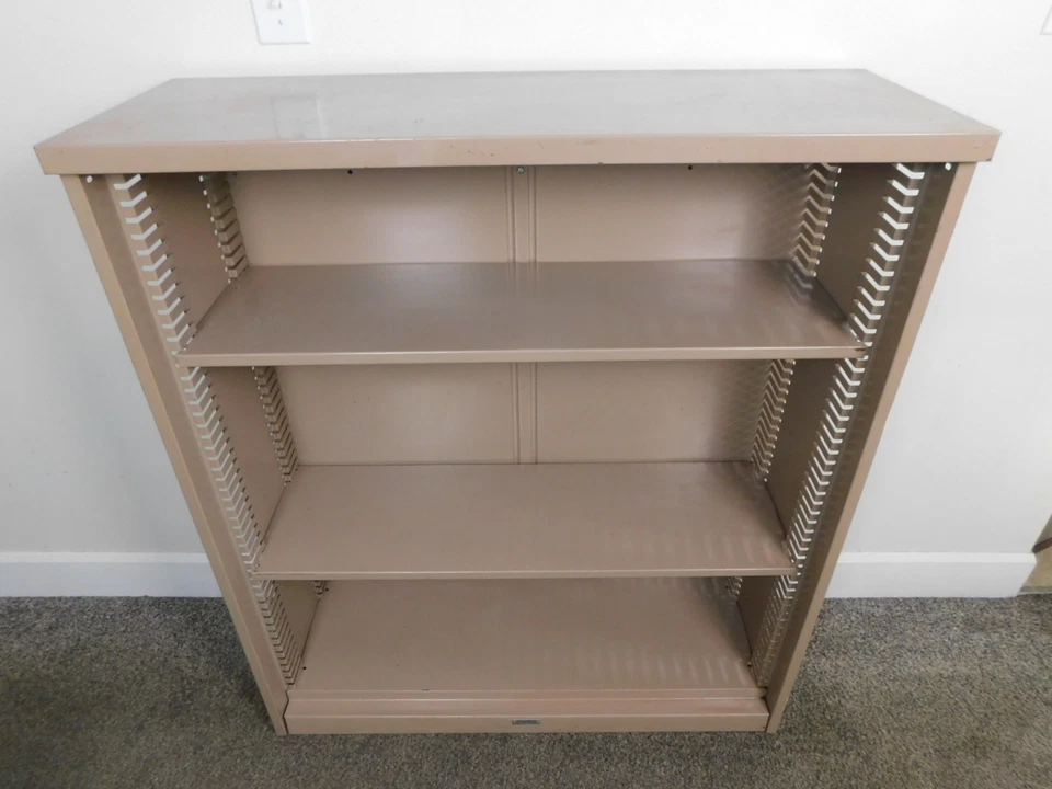 Large Steampunk Industrial Metal Adjustable Shelves Bookcase 42x36x12 VTG -SHIPS - Image 3 of 4