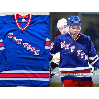 NEW YORK Rare 1978-1987 Rangers CCM jersey M blue away 