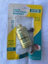 VINTAGE NOS LEVITON BRASS PLATE LAMP 3 lite turn knob SOCKET ON OFF LAMP PART
