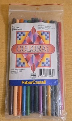 Vintage Faber Castell Coloray 12 Coloring Pencils Cedar Wood Thick Lead NIP USA