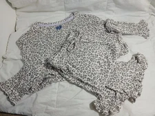 Muk Luks Pointelle Long Sleeve with Ruffles Lounge Set CharcoalLeopard XL New