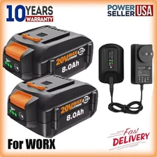 8.0AH For WORX 20V MAX Battery Lithium ion 20Volt or Charger WA3525 new