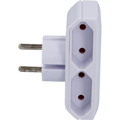 Euro-Adapter 2-fach flach weiss Reiseadapter Stromadapter Stecker