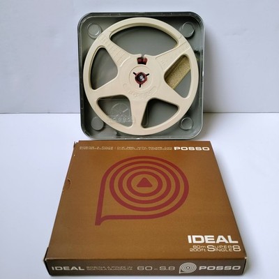 POSSO Ideal 200ft Clip Reel 60m With Square Can Super 8 Single 8 Klemmspule VTG