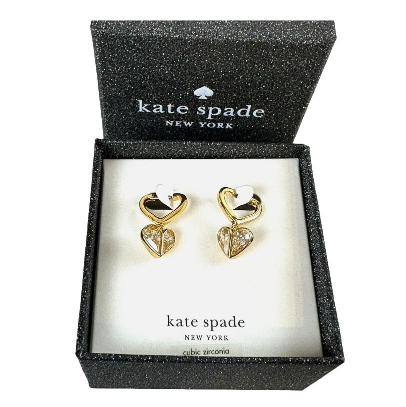 Kate Spade New York Women's Rock Solid Stone Heart Huggies Gold