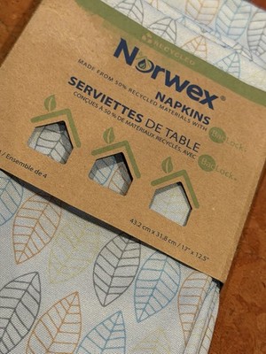 Norwex Set of 4 Napkins Leaf Pattern with BACLOCK 17  X 12.5 MSRP $30 NEW