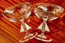 2 COUPES ROYAL DE CHAMPAGNE CRISTAL - PORTIEUX CRISTALLERIE - ART DECO
