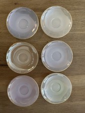 Arcopal 6 Teller für Kekse Untertassen Hartglas Pastellfarben Goldrand