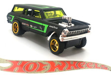 Hot Wheels Wheel Swap 64 Chevy Nova Gasser Gold Slotted Rims Black New Loose