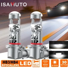ISAMUTO 9005 HB3 LED Projector Lens Mini LED Headlight Bulbs Super White 6000K