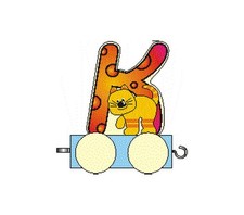 Holzdekoration Holzbuchstabe k auf Rädern BxLxH 50x30x70mm NEU Geburtstag