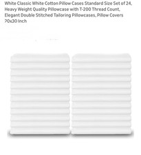 White Cotton Pillow Cases Standard Size Set of 24, Heavy Weight Quality Pillo...