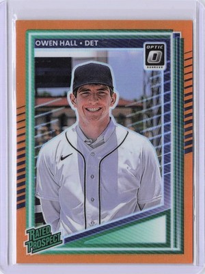 2025 Donruss - Optic Orange #130 - Owen Hall - RP, SN 65/199 - Detroit Tigers