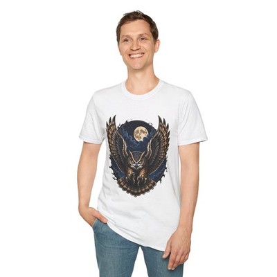 Owl Bird Of Prey Night Predator Gothic Wildlife Moon Unisex Softstyle T-Shirt