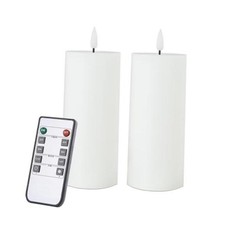 Flameless Candles Set of 2 2.2x5 Inch Flickering LED Wax Candles White