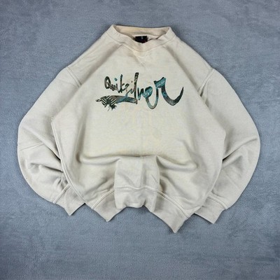 Vintage Quiksilver 2000's Y2K Surf Beige Spellout Size Small Sweatshirt