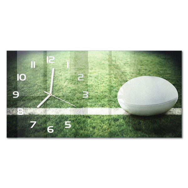 Glas-Wanduhr Wanduhr Aus Glas In Breiter Form Rugbyball WeißE Zeiger 60X30 Cm-image