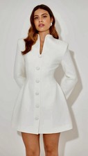 Odd Muse The Ultimate Muse Long Sleeved Button Mini Dress WHITE Small BNWT £135