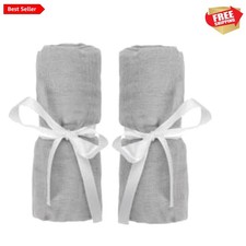 2-Pack Ultra-Breathable Muslin Cotton Baby Crib Sheets - 34" x 48" Grey