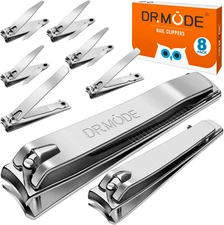 DRMODE 8 Pack Nail Clippers Stainless Steel Curved Trimmer Clippers for Men Wome
