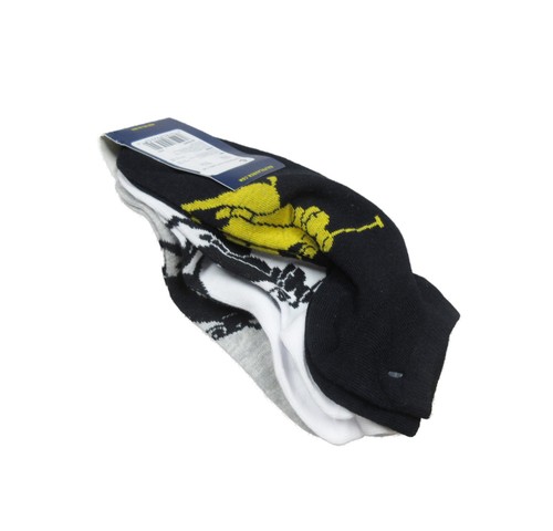 Polo Ralph Lauren Grey-White-Black Big Polo Player Sole Athletic 3 Pack Socks - Picture 3 of 3