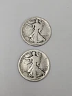 Walking Liberty Half Dollars 1917 D Lot Of 2