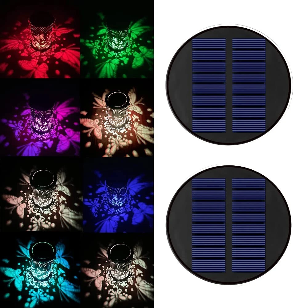 8 Color Solar Light Replacement Tops - Garden Decor, Waterproof Lanterns, 2 Pack