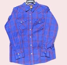 Wrangler 112335507 Women  s Size L Western Plaid, Long Sleeve, Pearl Snap Shirt