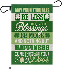 St. Patrick's Day Double-Sided Garden Flag 12x18 Inch Shamrock Design