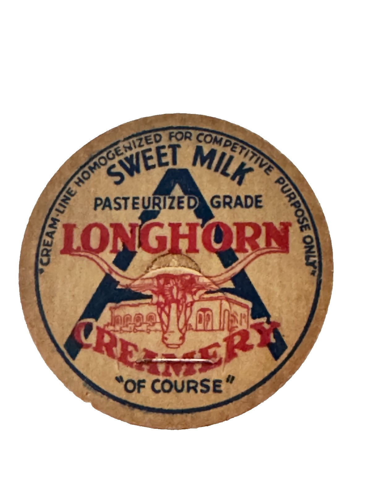 Vintage Cardboard  Milk Bottle Caps (5) -Longhorn Creamery N