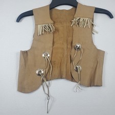 Vintage 1960's Childs Leather Western Fringed Vest