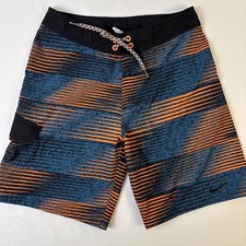 Nike 9 Men s Size 30 Swim Trunk Board Shorts NESS7451 Orange Blue Black Design